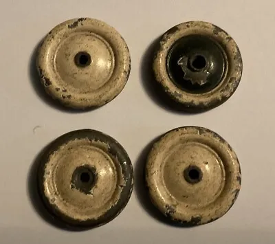 Set Of 4 Vintage Tin Wheels Metal Off Old Antique Toy  21 Mm In Cream / Black • $32.35