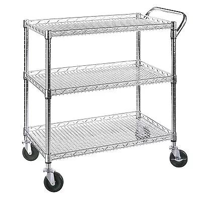 Industrial Utility Cart Serving Metal Roll Office Kitchen Storage Food 3 Shelves • $132.82