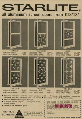 Original Vintage Australian Ad (1964): Starlite Aluminium Screen Doors • $15