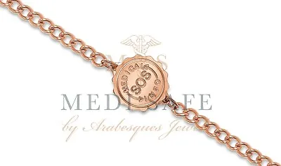 Sos Bracelet Men/ladies Medical/alert Info/stainless Steel Talisman Rose Gold • £25.99