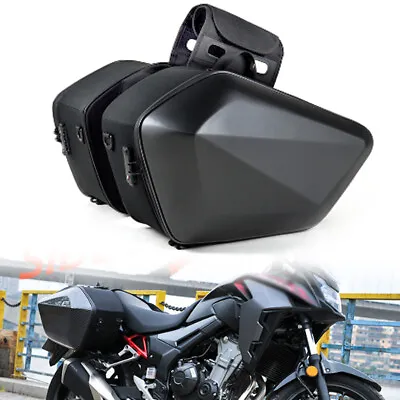 US 2×Motorcycle Saddle Bag Riding Helmet Bag Storage Hard Shell Side Tool Bags • $90.99