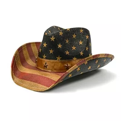 American Flag Cowboy Hat USA Vintage Western Style 6 5/8-7 5/8 Classic Navy • $44.63