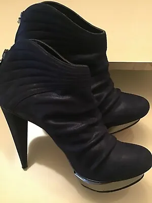 Velvet Angels Women Blue Leather Platform Ankle Boots Euro 36 US Size 6 Medium • $45