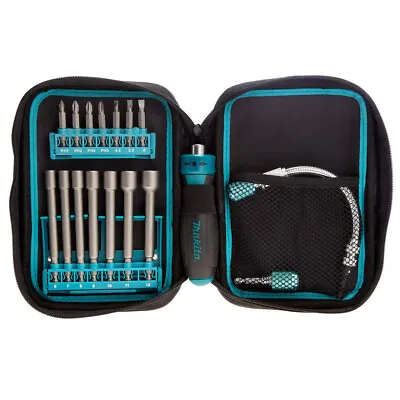 Makita Nutrunner And Bit Pouch 17 Piece With Ratchet Quick Change Chuck P-90043 • £19.30
