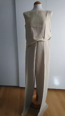 New MAX MARA Linen & Silk Blend Pants/trousers - Tan Beige - Ital 46/US12/UK14 • $155