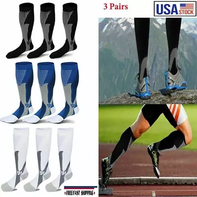 3 Pairs Compression Socks 20-30mmHg Support Miracle Calf Leg Sport For Women Men • $12.73