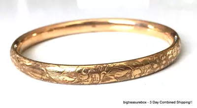 Vtg ANTIQUE Bracelet Gold Plated Victorian Bangle Gold Tone Jewelry Lot Y • $11.50