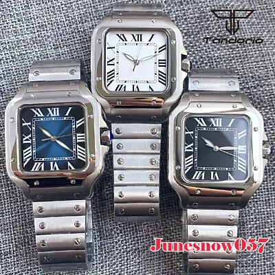 Tandorio Square 38mm Blue Watch Automatic Men NH35A Roman Dial Deployant Clasp • $90