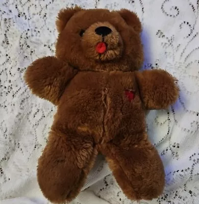 Vintage Dakin Plush 1983 Brown Teddy Bear Red Heart Stuffed Animal • $8