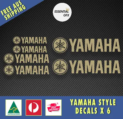 $24.95 • Buy YAMAHA Style Decals X 6 GOLD Boat, Marine, Motorbike, Racing,  Stickers