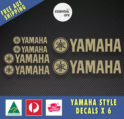 $24.95 • Buy YAMAHA Style Decals X 6 GOLD Boat, Marine, Motorbike, Racing,  Stickers