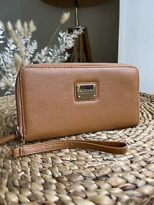 Kenneth Cole Reaction Tan Genuine Leather Purse Wallet Wristlet • £12