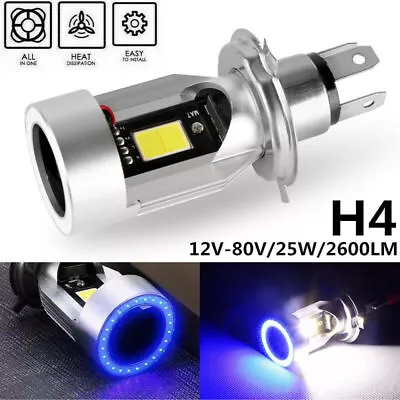 H4 9003 Blue Halo LED Bulb White Hi/Lo Beam Motorcycle Headlight Super Bright US • $14.98