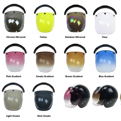 Flip Up 3-Snap Tinted Bubble Optical Wind Shield Visor Mask For Open/half Helmet • $16.99