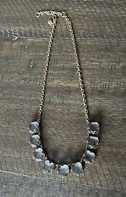 J. Crew 20” Necklace Clear Faceted Crystal Stone Chunky Heavy Brass Gold Tone  • $19.99