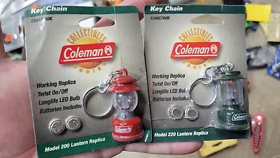 Coleman Collectable Red And Green  Miniature Lantern Keychain Light Vintage (2) • $39.99