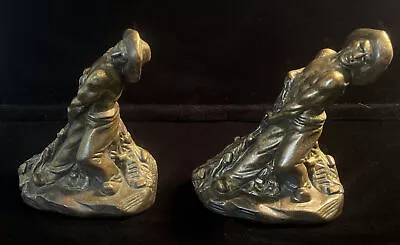 S. Morani Armor Bronze NYC The Toiler Fisherman Pulling In Nets Set Of 2 • $120