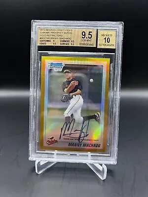 2010 Bowman Draft Picks Chrome Prospect Autos Manny Machado Gold Refractor 25/50 • $6975