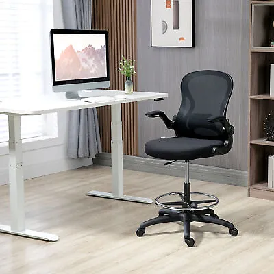 Tall Office Chair Draughtsman Chair W/ Lumbar Support Wheels For Standing Desk • £85.99