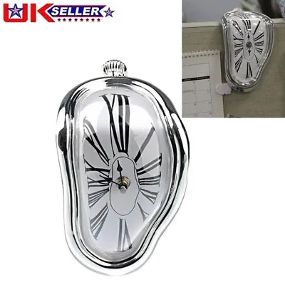 Melting Clock Surrealistic Twisting Clock Bar Table Desk Shelf Decorative Gifts • £8.02