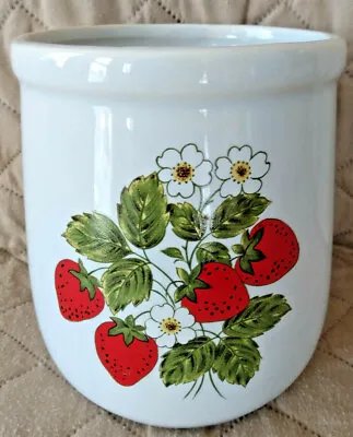 Vintage 1970's McCoy Pottery Strawberry Pattern Utensil Crock 6  Tall USA Made • $24.95