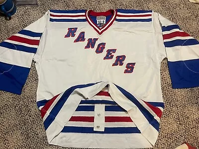 NEW YORK RANGERS Vintage Starter White Authentic Center Ice Jersey 56-R Mesh • $189.99