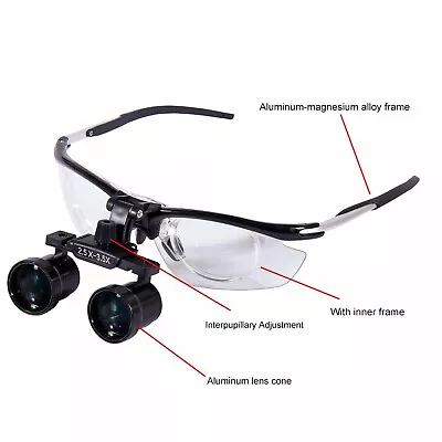 Dental Surgical Binocular Loupes 2.5X-3.5X Variable Magnification Zoom Magnifier • $59.84