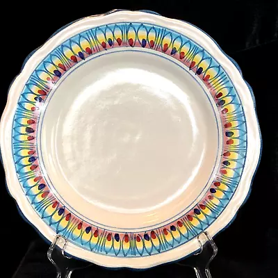 Giovanni Vietri Italy 10  Dinner Plate Multi Color Peacock  Rainbow  Boho Hippie • $26