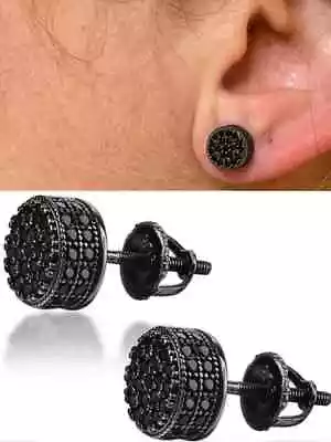 2Ct Round Lab Created Diamond Men's Cluster Stud Earrings 14K Black Gold Finish • $69.99