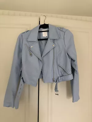 £0.99 • Buy Zara Baby Blue Leather Jacket Size Medium