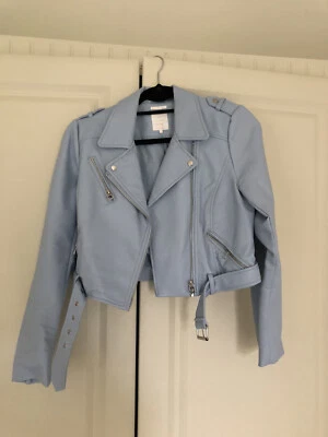 £0.99 • Buy Zara Baby Blue Leather Jacket Size Medium