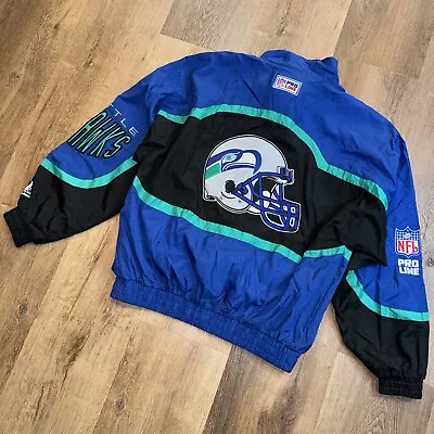 Seattle Seahawks Jacket Vtg 90s Windbreaker Bomber Logo Athletic NFL Mens Large • $149.99