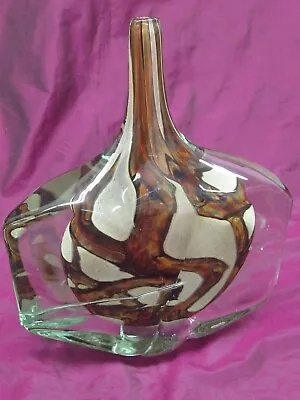 Vintage Mdina Michael Harris 1979 AXE Studio Art Glass Vase 9  X 8  • $225