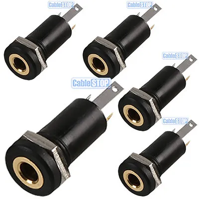 5 X 3.5mm Mini Stereo Jack Chassis Panel Mount Headphone Input Socket Connector • £7.95