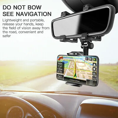 $6.49 • Buy Universal 360 Rotation Car Rear View Mirror Mount Stand GPS Cell Phone Holder US