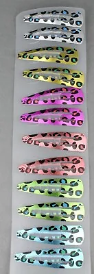 12 Snap Barrettes Animal Print Cheetah Spots Leopard Metal Hair Clip 1 7/8  Long • $3.99