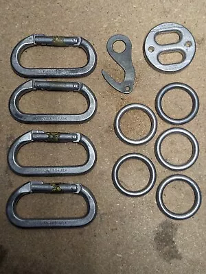 Vintage Climbing: 4 Chouinard Carabiners; Salewa Plate; Hook; 5 Descending Rings • $60