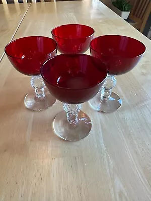 Set Of 4 Morgantown Glass Vintage Spanish Red  Golf Ball  4 Ounce Liquor • $20