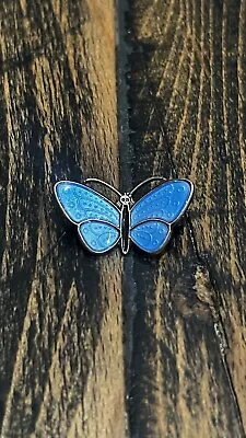 Vintage Blue & Black Butterfly Pin By Askel Holmsen 925S From Norway • $65