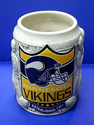 Minnesota Vikings (Est 1961) Miller Lite Heavy Stone Wear 3-D Mug 5 3/4  Tall #1 • $19.99