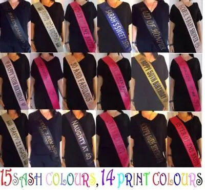 Personalized Birthday  16th 18th 21st 30th 40th Sash Stag Do Hen Party Any Text • £3.69