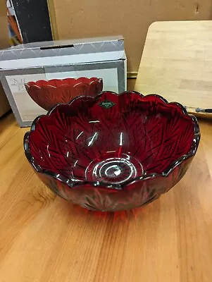 Salad Bowl Scalloped Shannon Crystal Dublin Red Designs Of Ireland Hand Crafted  • $10