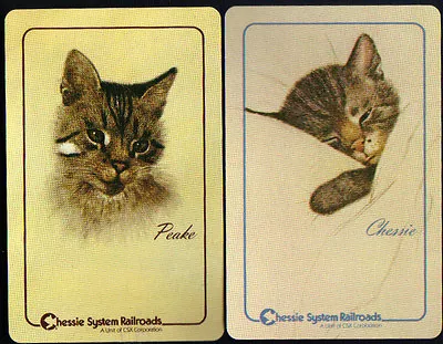 Tabby Cats Baby Kitten Furry Pet SINGLE Swap Playing Cards PAIR Chessie Railway • $3.50
