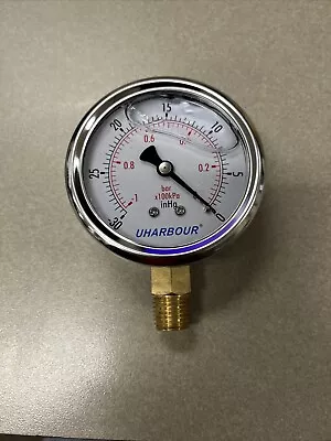 $12.99 • Buy UHARBOUR Glycerin Filled Vacuum Pressure Gauge, 2-1/2  Clear Dial,1/4 NPT Bottom