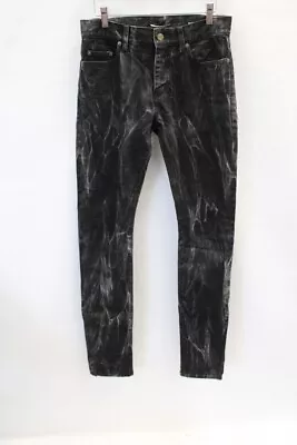 Men's SAINT LAURENT Black Acid Wash Skinny Low Waist Jeans W30 L35 - CB6 • £9.99