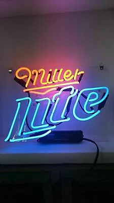 Neon Light Sign Lamp For Miller Lite Beer 14 X10  Acrylic Miller Time Bar Open • $79.98