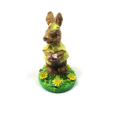 WMH Miniature Dollhouse Easter Bunny With Yellow Flowers • $6.99