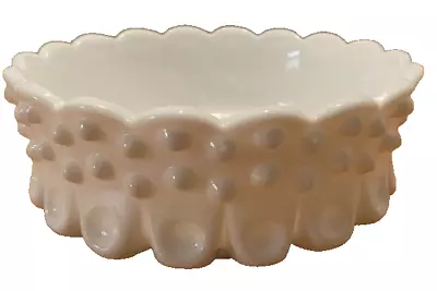 Vintage Fenton White Milk Glass Hobnail Small Candy Dish/Candle/Trinket Holder • $14.99