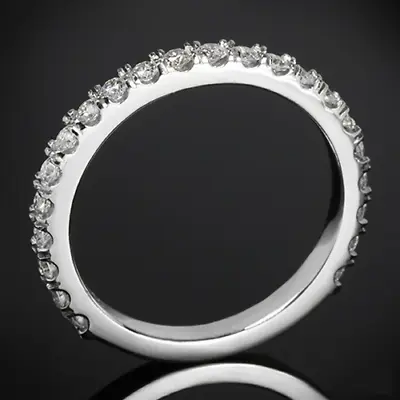 0.5 Ct Round Cut Moissanite Micro Pave Set Eternity Ring In 9K White Gold • $198.51