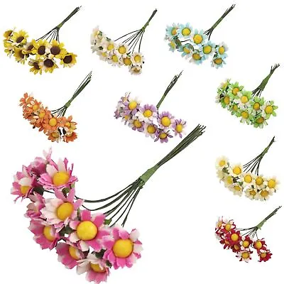 10x Mini Daisy Flower Bunch! Cards Craft Accessories Hats Artificial Silk Fake • £2.59